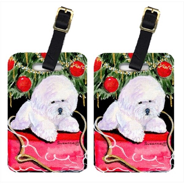 Carolines Treasures SS8957BT Christmas Tree With Bichon Frise Luggage Tag - Pair 2; 4 x 2.75 In. Pair Of 2 SS8957BT - main